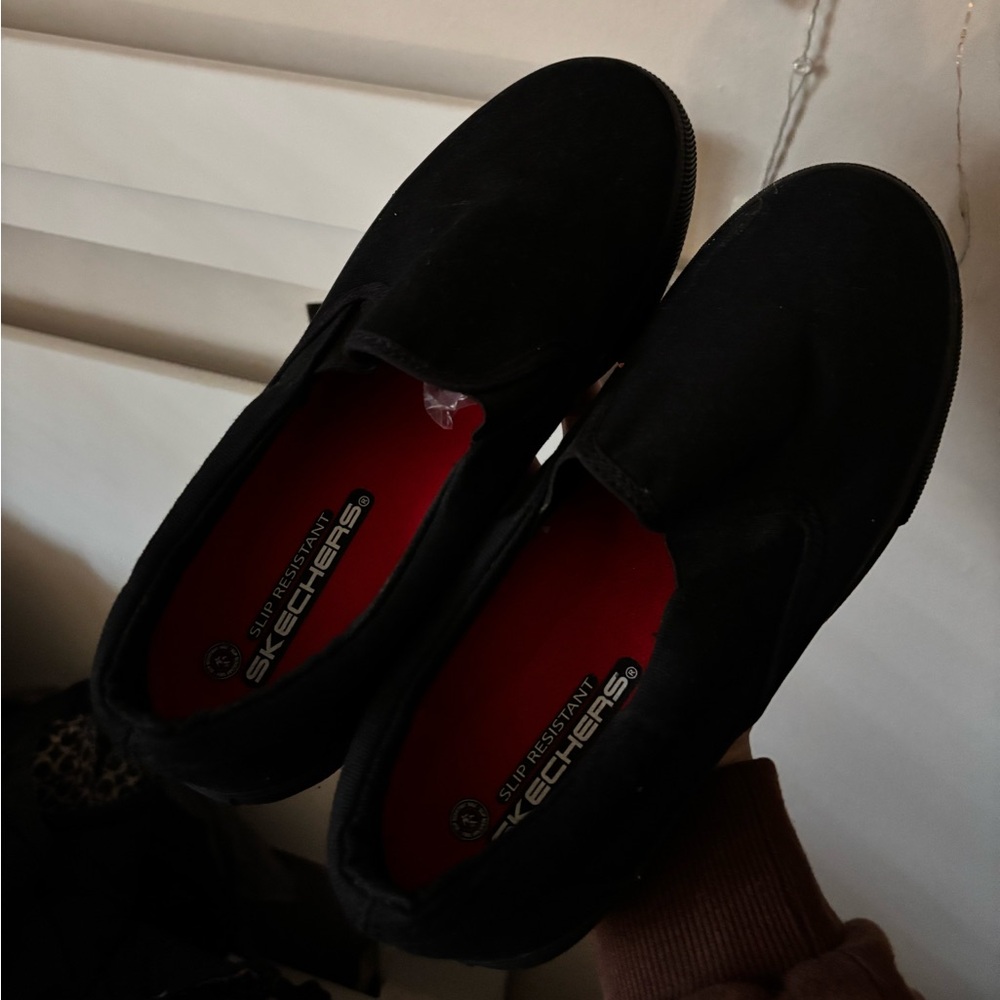 Skechers slip one resistant work shoes in black